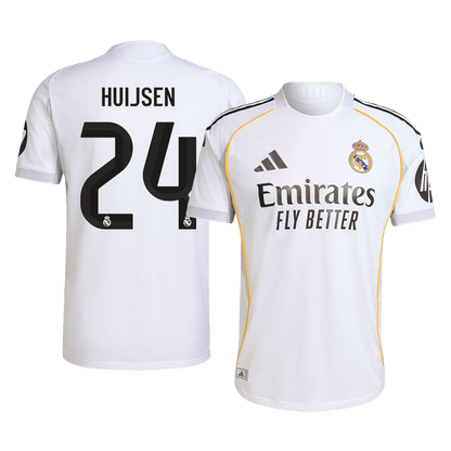 Autêntico HUIJSEN #24 Real Madrid Casa Futebol Camisas 2025/26 Branco
