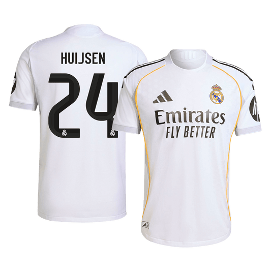Autêntico HUIJSEN #24 Real Madrid Casa Futebol Camisas 2025/26 Branco