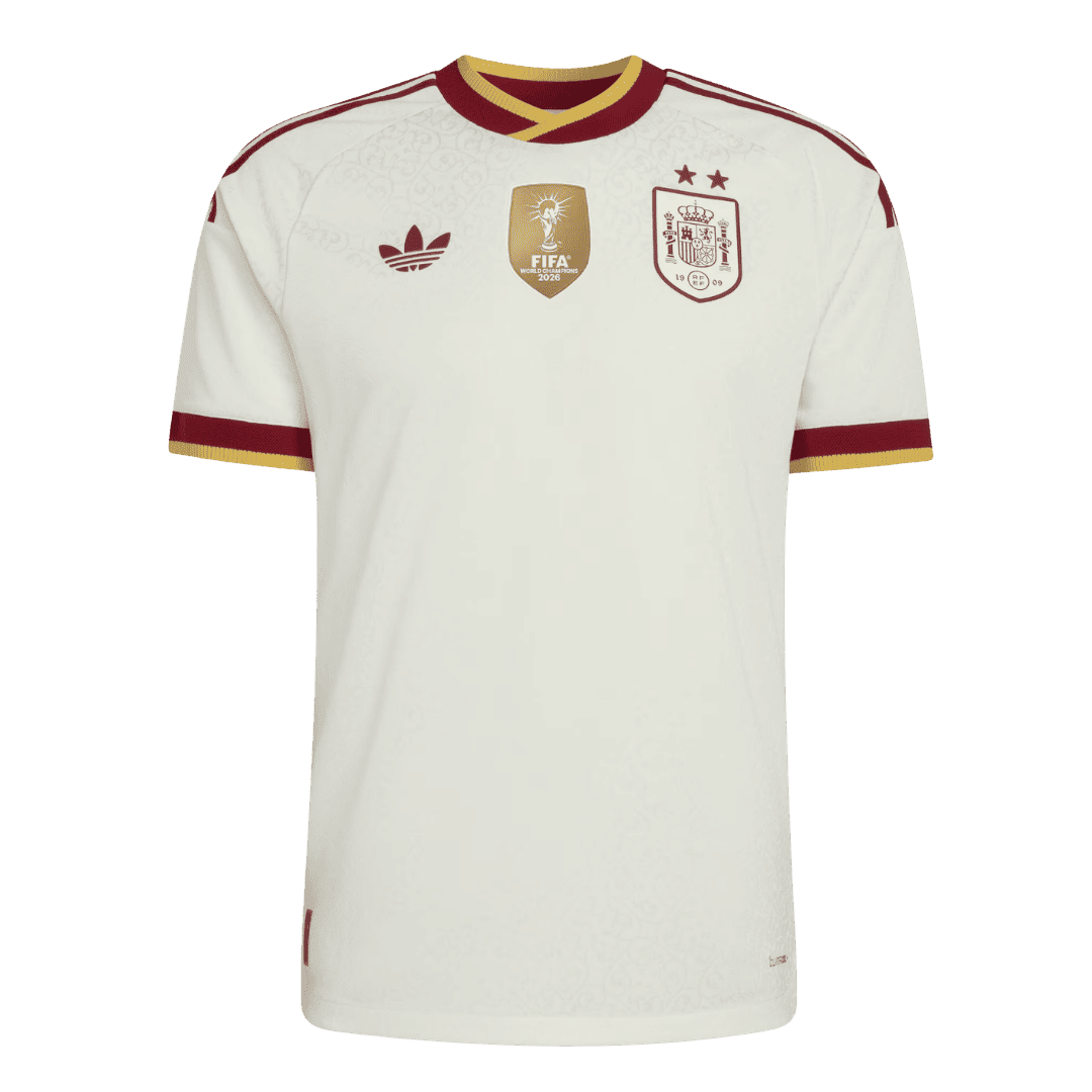 Versão do Jogador Spain Fora Copa do Mundo Futebol Camisas 2026 Branco