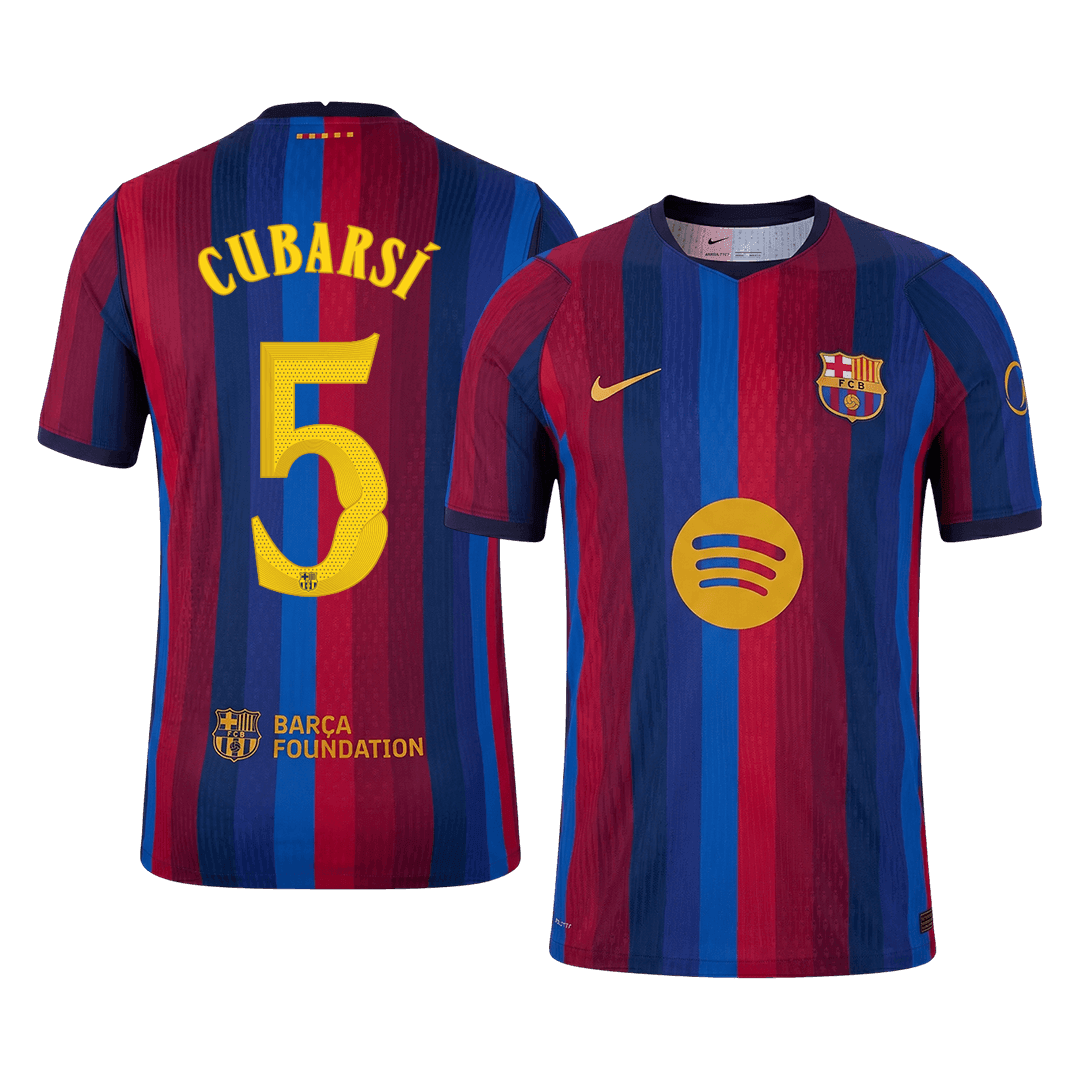 Versão do Jogador CUBARSÍ #5 Barcelona Casa Futebol Camisas 2026/27 - UCL