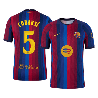 Versão do Jogador CUBARSÍ #5 Barcelona Casa Futebol Camisas 2026/27 - UCL
