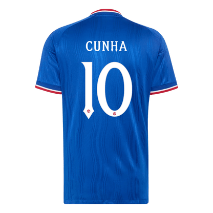 Versão do Jogador CUNHA #10 Manchester United Fora Futebol Camisas 2026/27 Azul - UCL