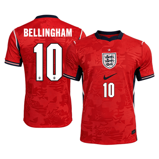 Versão do Jogador BELLINGHAM #10 England Fora Copa do Mundo Futebol Camisas 2026 Vermelho