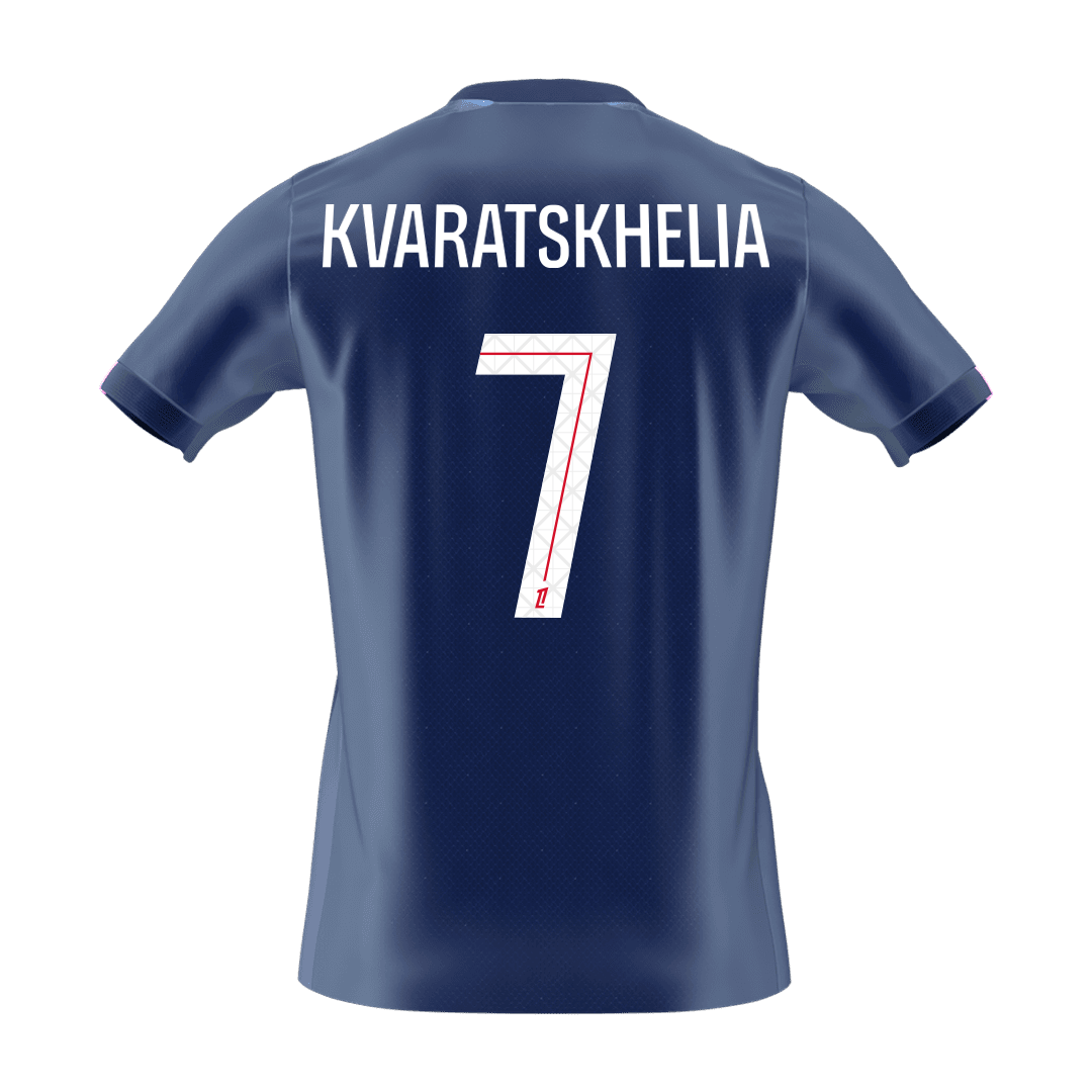 KVARATSKHELIA #7 PSG Casa Futebol Camisas 2025/26 Marinha