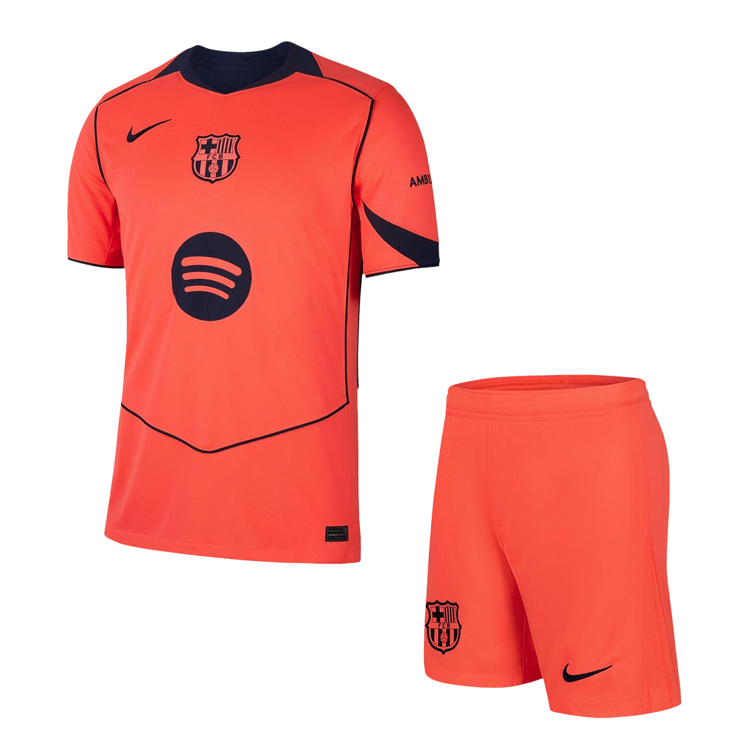 Barcelona Fora Terceira Camisa Conjunto (Camisa+Calções) 2025/26 Laranja
