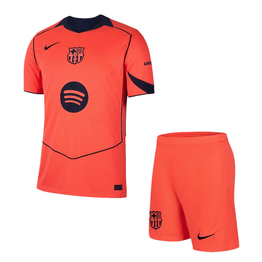 Barcelona Fora Terceira Camisa Conjunto (Camisa+Calções) 2025/26 Laranja