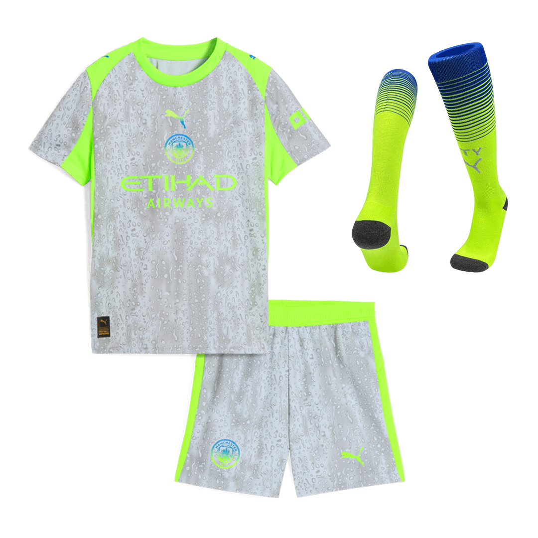 Manchester City Infantil 
 Terceira Conjunto (Camisa+Shorts+Meias) 2025/26 Cinza