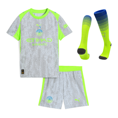 Manchester City Infantil 
 Terceira Conjunto (Camisa+Shorts+Meias) 2025/26 Cinza
