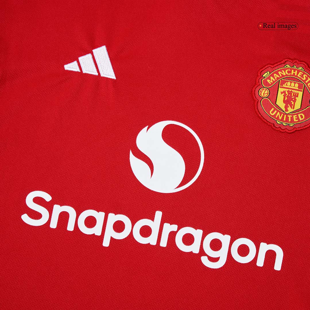 Manchester United Infantil Casa Conjunto (Camisa + Calção + Meias) 2025/26 Vermelho