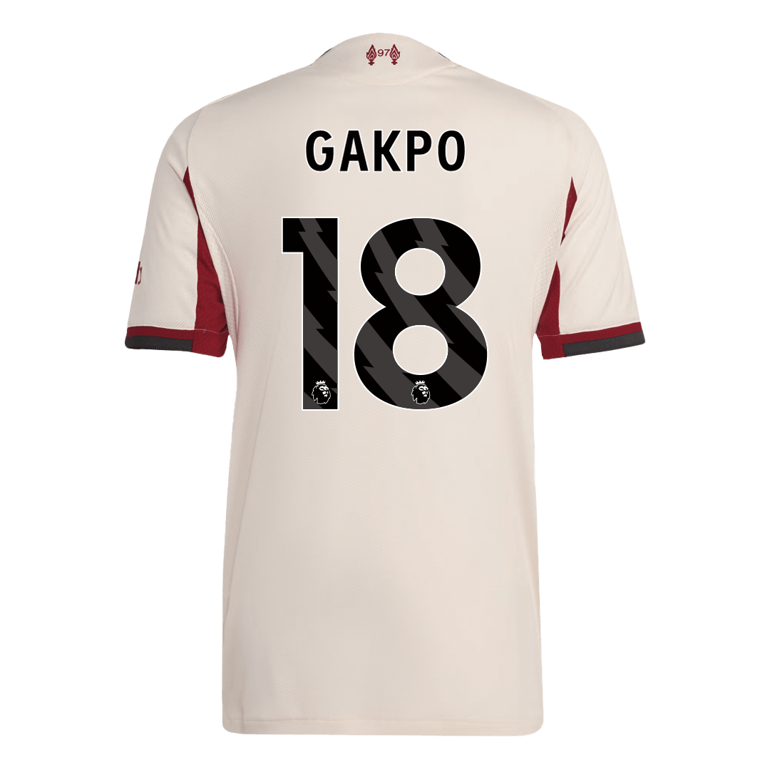 Jogador GAKPO #18 Liverpool Fora Futebol Camisas 2025/26 Branco