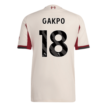 Jogador GAKPO #18 Liverpool Fora Futebol Camisas 2025/26 Branco
