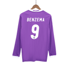 Camiseta retro de fútbol Benzema #9 del Real Madrid (visitante, manga larga, 2016/17)