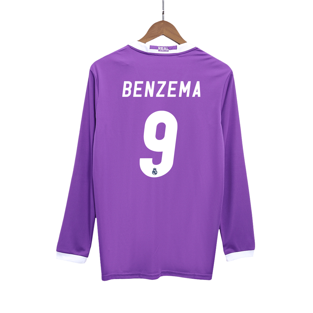 Camisola de futebol BENZEMA #9 Real Madrid Retro Jersey Away Manga Longa 2016/17