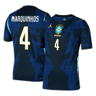 Versão do Jogador MARQUINHOS #4 Brazil Fora Copa do Mundo Futebol Camisas 2026 Marinha