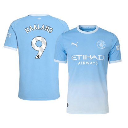 Versão do Jogador HAALAND #9 Manchester City Casa Futebol Camisas 2026/27 Azul