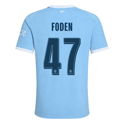 Versão do Jogador FODEN #47 Manchester City Casa Futebol Camisas 2026/27 Azul - UCL