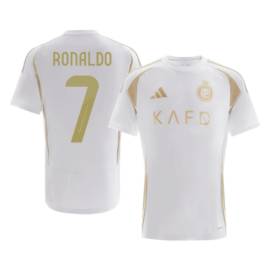 Camisola de futebol RONALDO #7 Al Nassr Terceiro ausente Camisola personalizada 2024/25 ACL