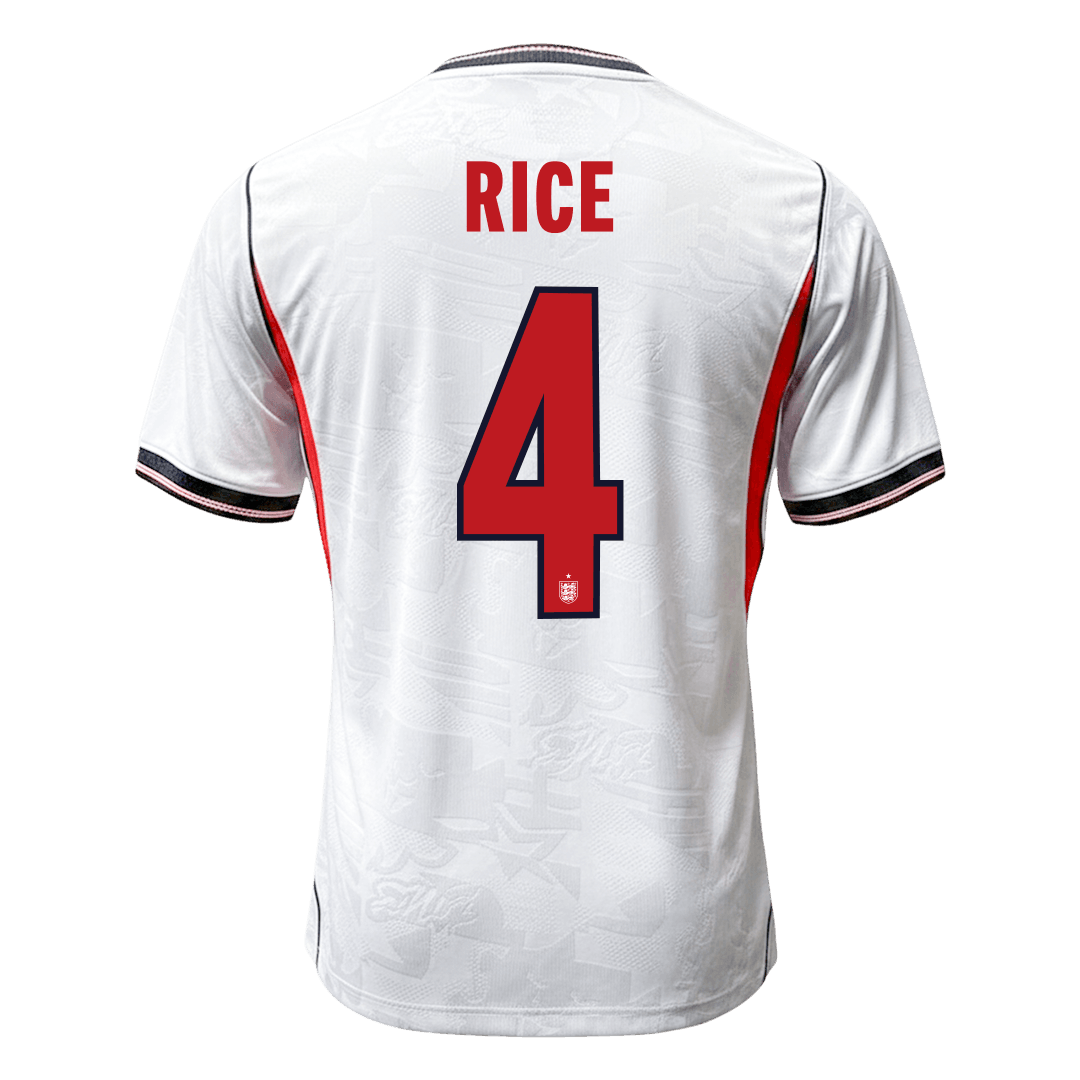 Versão do Jogador RICE #4 England Casa Copa do Mundo Futebol Camisas 2026 Branco