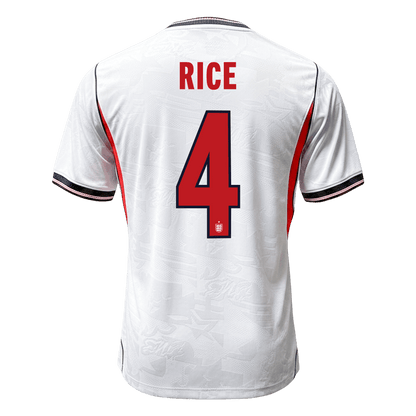 Versão do Jogador RICE #4 England Casa Copa do Mundo Futebol Camisas 2026 Branco