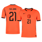 Versão do Jogador F.DE JONG #21 Netherlands Casa Copa do Mundo Futebol Camisas 2026 Laranja