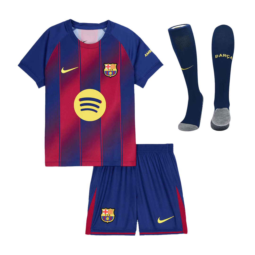 Barcelona Casa  Infantil Conjunto（Camisa + Calção + Meias) 2025/26  Vermelho&Azul