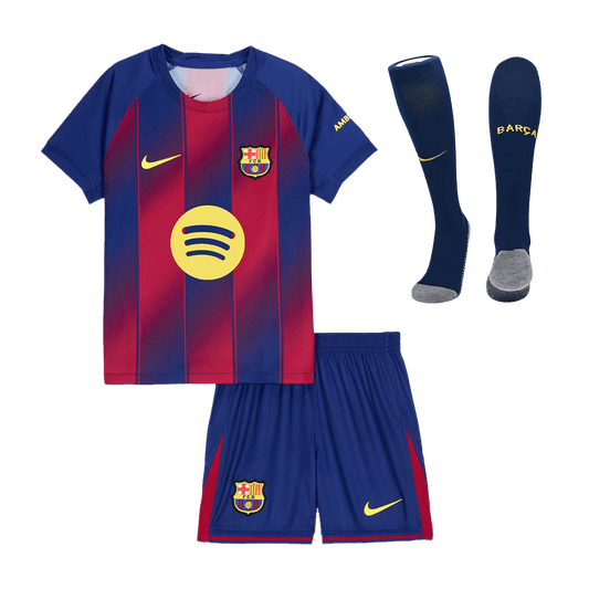 Barcelona Casa  Infantil Conjunto（Camisa + Calção + Meias) 2025/26  Vermelho&Azul