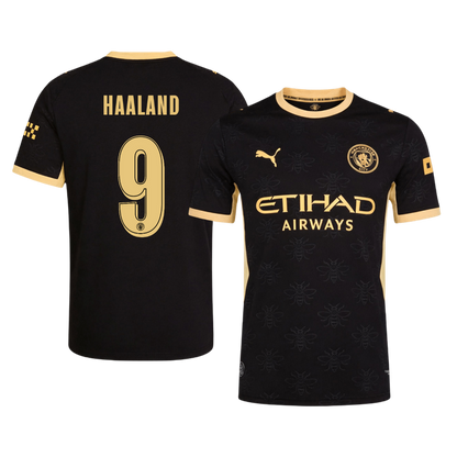 Versão do Jogador HAALAND #9 Manchester City Fora Futebol Camisas 2026/27 Preto - UCL
