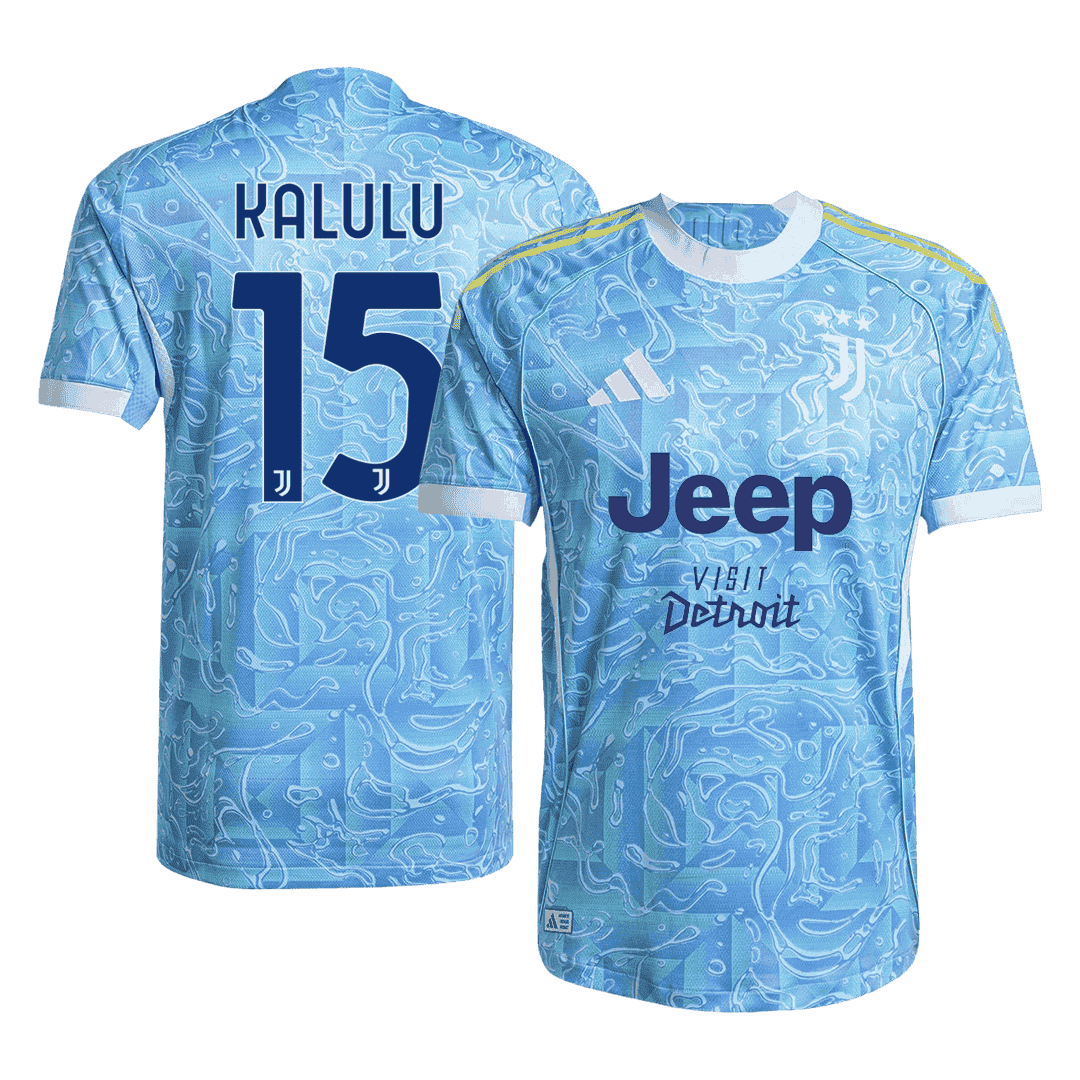 Autêntico KALULU #15 Juventus Fora Futebol Camisas 2025/26 Azul
