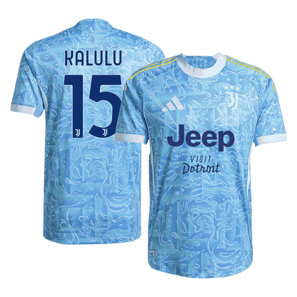 Autêntico KALULU #15 Juventus Fora Futebol Camisas 2025/26 Azul