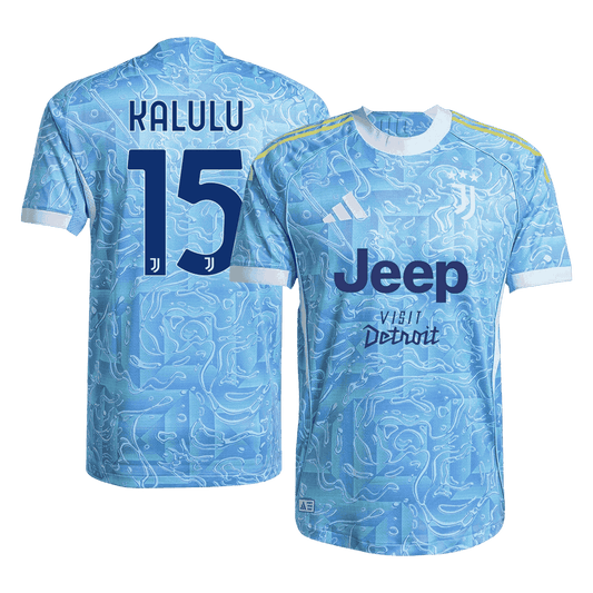 Autêntico KALULU #15 Juventus Fora Futebol Camisas 2025/26 Azul