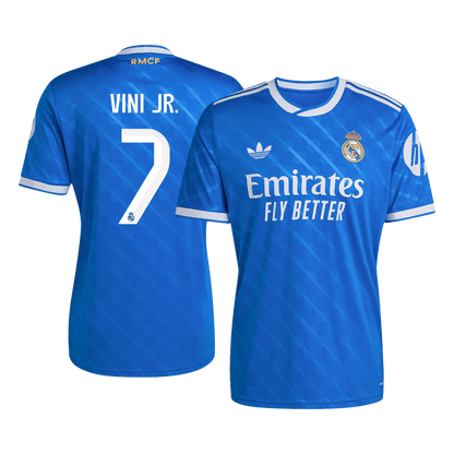 VINI JR. #7 Real Madrid Fora Terceira Camisa 2025/26- Azul