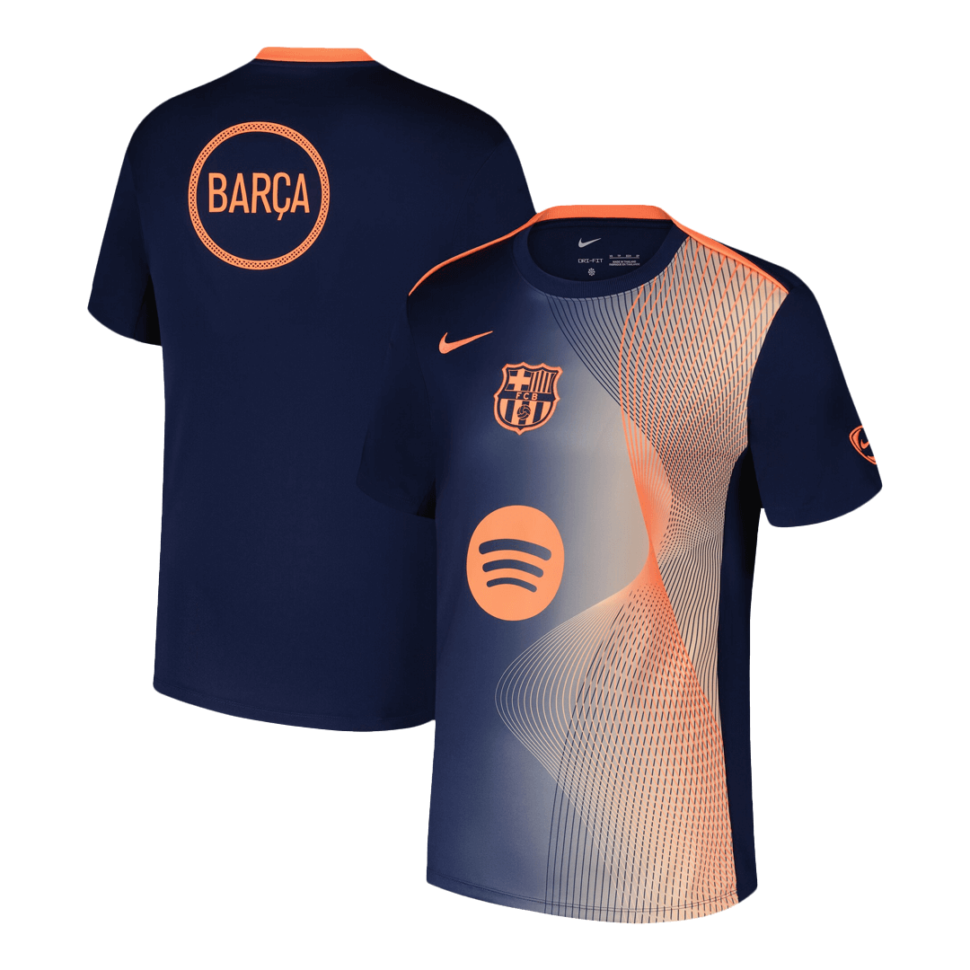 25/26 Club Barcelona Pré-Jogo Futebol Camisa Laranja &Preta