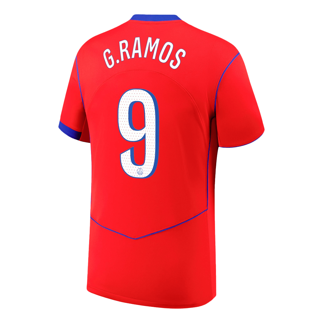G.RAMOS #9 PSG Fora Terceira Camisa 2025/26 Vermelho
