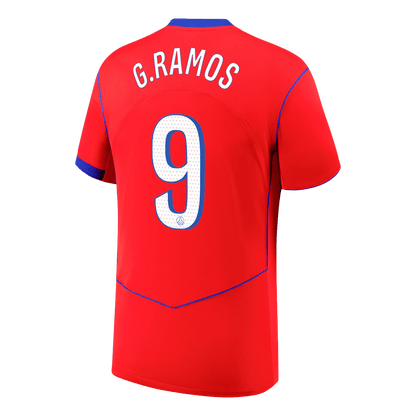 G.RAMOS #9 PSG Fora Terceira Camisa 2025/26 Vermelho