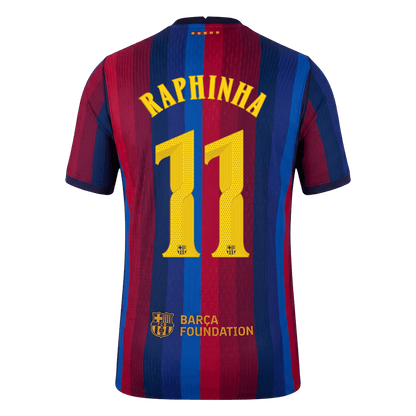 Versão do Jogador RAPHINHA #11 Barcelona Casa Futebol Camisas 2026/27 - UCL