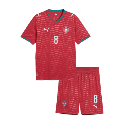 B. FERNANDES #8 Portugal Infantil Casa Copa do Mundo Conjunto(Camisa+Calção) 2026 Vermelho