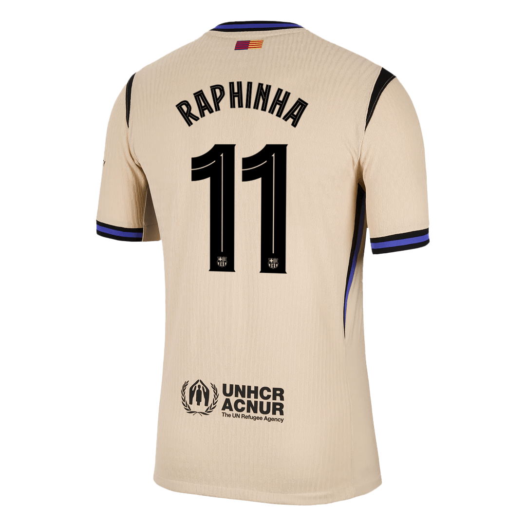 Autêntico RAPHINHA #11 Barcelona Fora UCL Futebol Camisas 2025/26 Amarelo