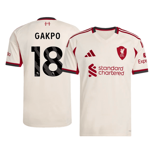 GAKPO #18 Liverpool Fora Camisa 2025/26 Branco