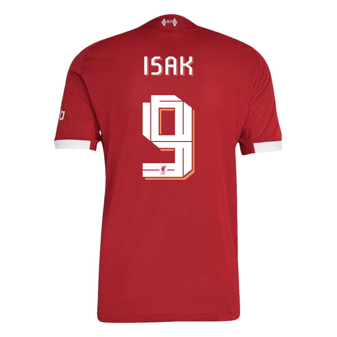 Autêntico ISAK #9 Liverpool Casa UCL Futebol Camisas 2025/26 Vermelho - UCL