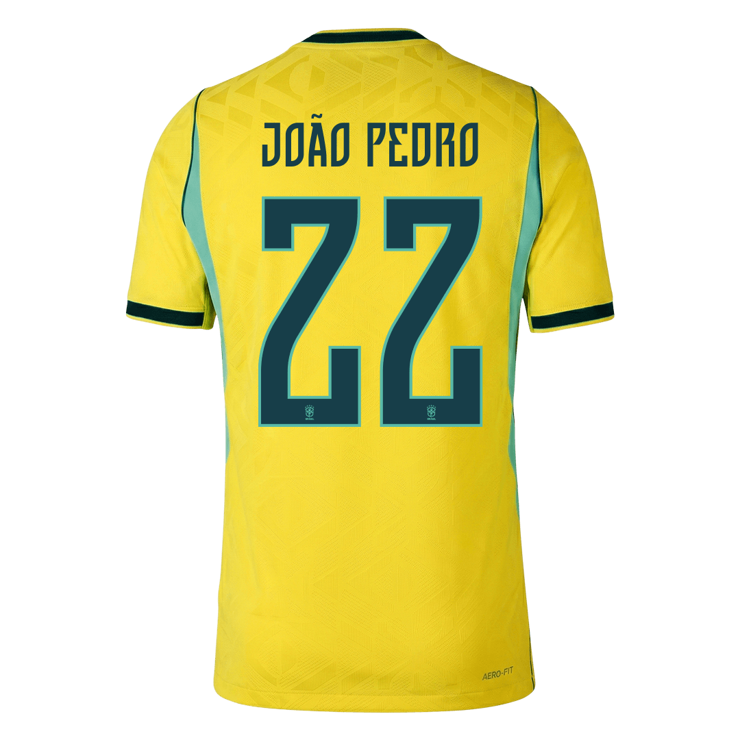 Versão do Jogador JOÃO PEDRO #22 Brazil Casa Copa do Mundo Futebol Camisas 2026 Amarelo
