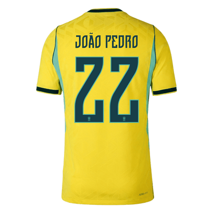 Versão do Jogador JOÃO PEDRO #22 Brazil Casa Copa do Mundo Futebol Camisas 2026 Amarelo