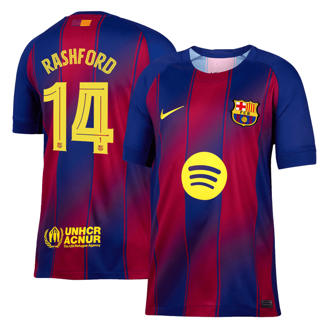 RASHFORD #14 Barcelona Casa Camisa 2025/26- Vermelho&Azul