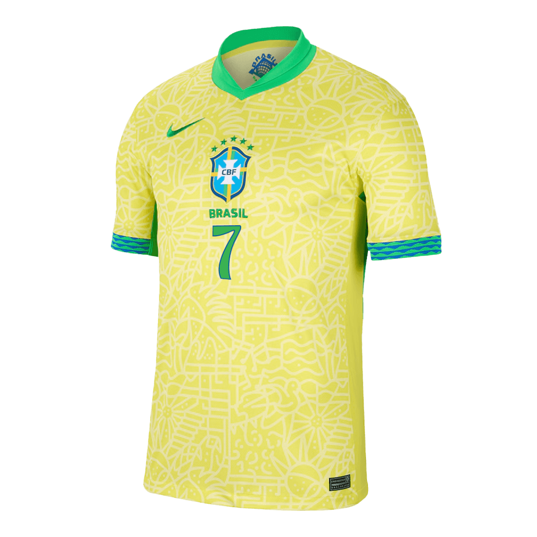 VINI JR. Camisola de futebol do Brasil no 7 Home personalizada 2024