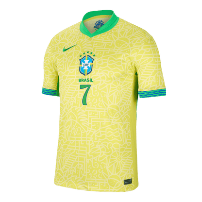 VINI JR. Camisola de futebol do Brasil no 7 Home personalizada 2024