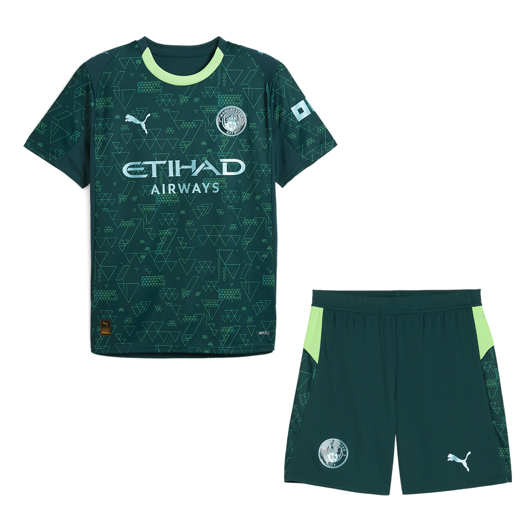Manchester City 
 Quarta Camisa Conjunto(Camisa+Calções) 2025/26 Verde