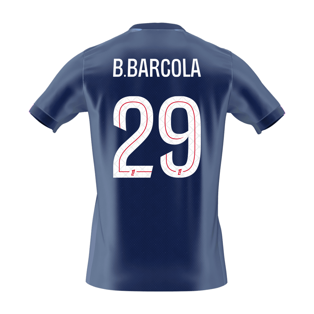 B.BARCOLA #29 PSG Casa Futebol Camisas 2025/26 Marinha
