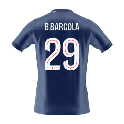 B.BARCOLA #29 PSG Casa Futebol Camisas 2025/26 Marinha