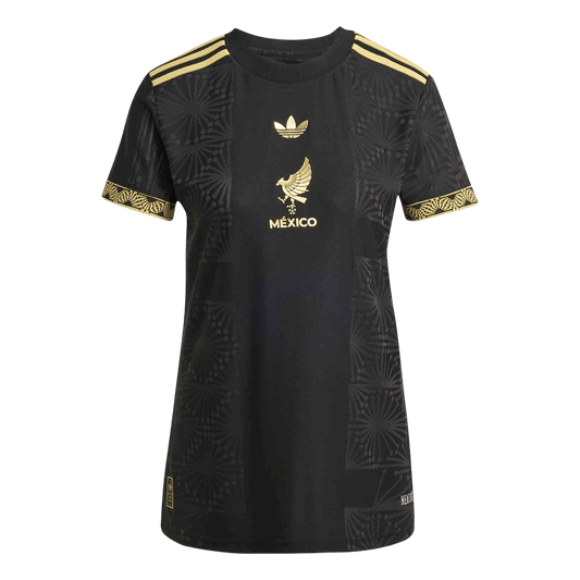 Mulheres Mexico Gold Soccer Camisa 2025 Preto Dourado