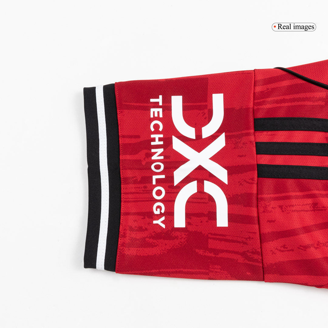 【Super Qualidade】Manchester United Casa Camisa Conjunto (Camisola + Calções) 2025/26-Vermelho