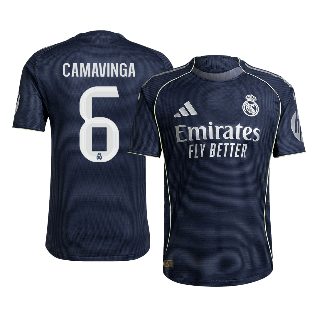 Autêntico CAMAVINGA #6 Real Madrid Fora Futebol Camisas 2025/26 Marinha